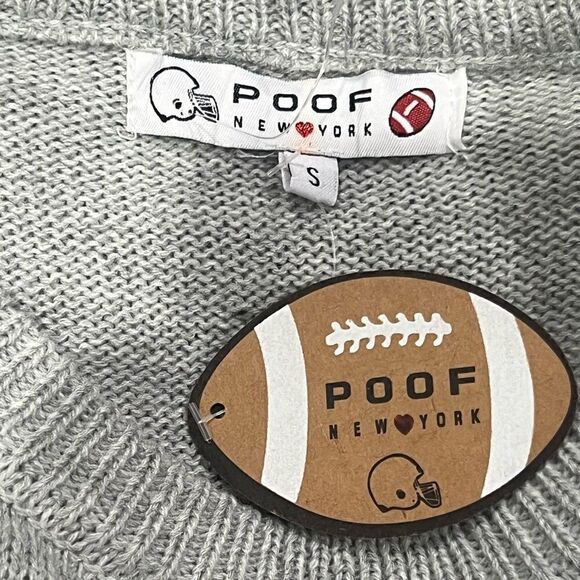 NEW Poof Go Team Knit Football Sweatshirt Women’s Small - Picture 2 of 4